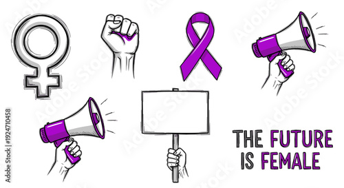 Support and awareness symbols for female empowerment and gender equality