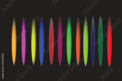 Vibrant neon lights in a spectrum of colors against a black background