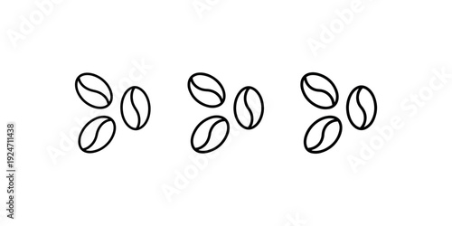 Roasted coffee beans icons set on white background representing natural caffeine source energy organic beverage ingredients and morning breakfast culture