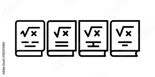 Math book vector icon, mathematics textbook, algebra education, geometry lesson, calculus study, arithmetic symbol, learning material, school subject
