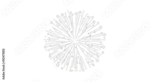 Abstract Starburst Firework Explosion Outline on White Background
