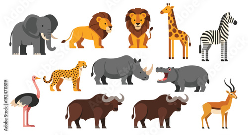 A colorful illustration of various wild animals on World Wildlife Day against a clean white background