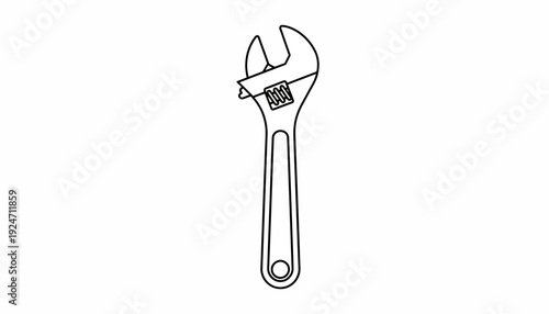 Adjustable wrench, graphic illustration, isolated on white background, tool icon