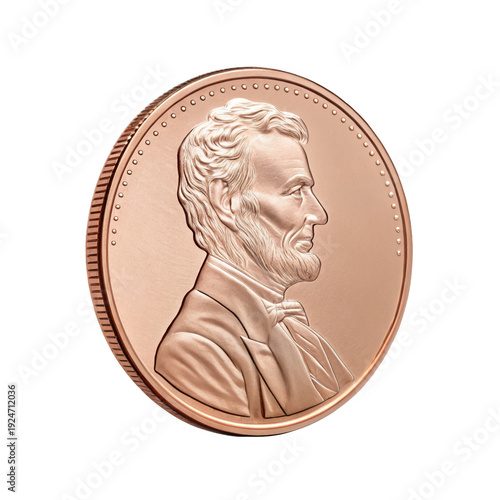 Lincoln penny coin isolated on transparent background