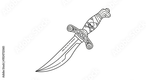 Pirate Dagger with Skull and Crossbones - Vector Illustration