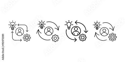 Creative process concept idea generation development problem solving innovation strategy cycle workflow business solution vector