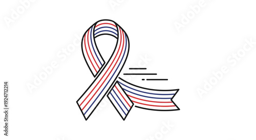 Red White Blue Ribbon Awareness Symbol, Patriotic Support Concept