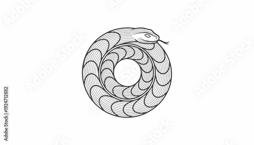 Ouroboros Snake Symbol, Ancient Serpent Eating Tail, Circle of Life, Infinity, Rebirth