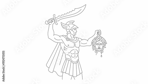 Perseus Holding Medusa's Head Victorious Warrior Greek Mythology Heroic