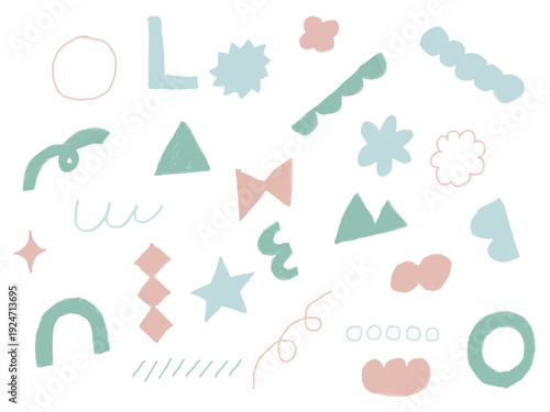 手描きあしらいセット　幾何学模様　色鉛筆　かわいい