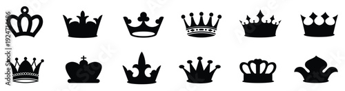 Crown icon set. Royal crown symbol collection. line crown icon.