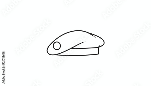 Minimalist Line Art of a Beret Hat, Fashion Accessory Icon