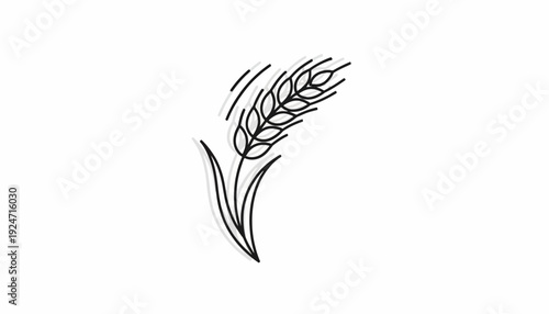 Minimalist Wheat Stalk Icon: Organic Food, Agriculture, and Healthy Lifestyle Symbol