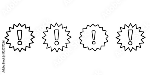 Exclamation mark vector sign. warning and attention symbol. important information icon in starburst shape. alert icon.