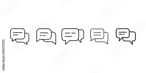 Speech bubble icon set collection of chat box vector symbols for message communication web interface design and social media application ui elements linear