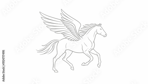 Pegasus Flying Horse Outline Drawing
