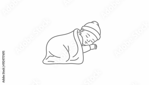 Peaceful Baby Sleeping Wrapped in Blanket, Newborn Comfort, Gentle Rest, Cozy Nursery