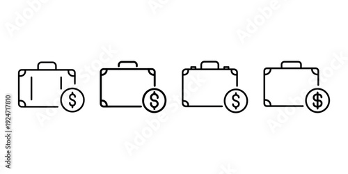 Briefcase icons representing business travel, luggage, work, finance, investment, portfolio, case, and career, business travel symbols