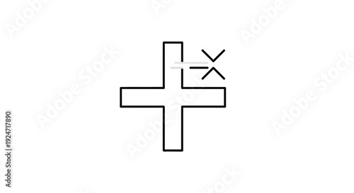 Plus Sign with X Mark and Line - Negative or Error Symbol
