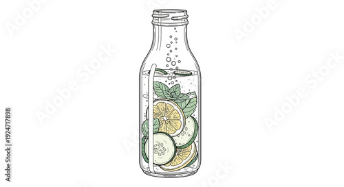 Refreshing Detox Water Bottle with Lemon, Cucumber, and Mint Slices