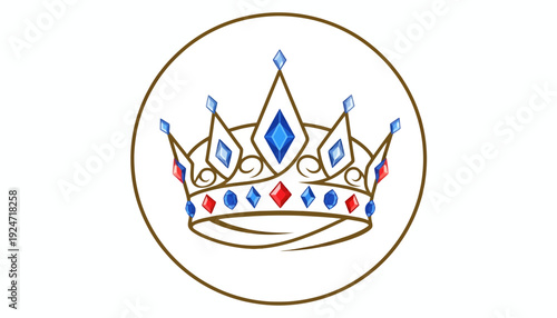 Royal Crown Icon with Blue and Red Jewels