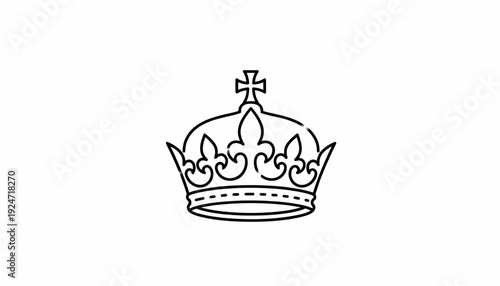 Royal Crown Icon, Symbol of Monarchy and Power, Minimalist Line Art