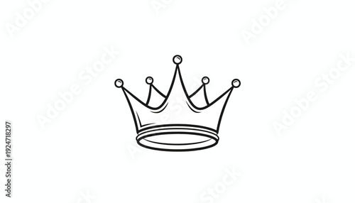 Simple Black and White Crown Icon, Royal Symbol, King or Queen Emblem, Minimalist Design
