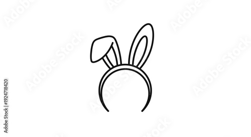 Simple Line Art Icon of Bunny Ears Headband, Easter Celebration Accessory