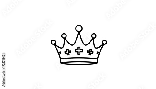 Simple Hand-Drawn Crown Icon, Royalty Symbol, Minimalist Vector Illustration