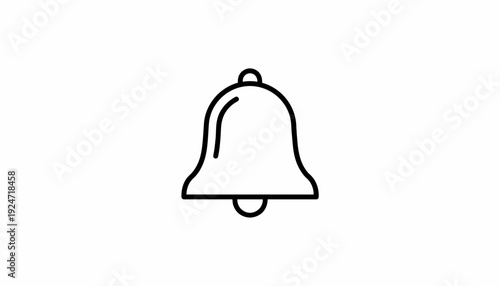 Simple Line Art Bell Icon, Notification Symbol, Alert Sign, Sound Alert, Vector Graphic