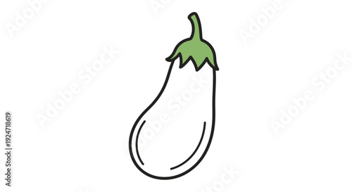 Simple Line Drawing of a Fresh Eggplant Vegetable