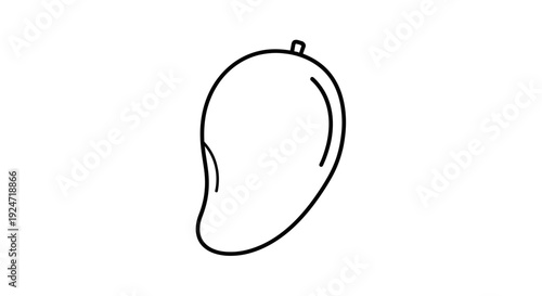 Simple Mango Icon Line Art: Fresh Tropical Fruit Outline, Minimalist Vector Illustration