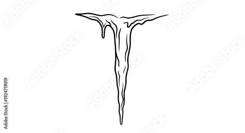 Single Icicle Hanging Down, Winter Frost, Frozen Water Drop, Cold Weather Icon