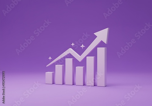 Purple 3D bar chart with rising arrow and stars on purple background Free Download Purple 3D bar chart with rising arrow and stars on purple background - GFXLoad