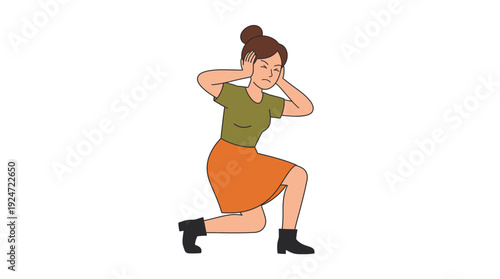 Woman Covering Ears in Distress