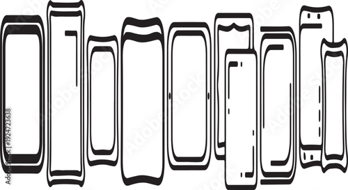 A series of black and white rectangles of varying sizes and orientations. Vector