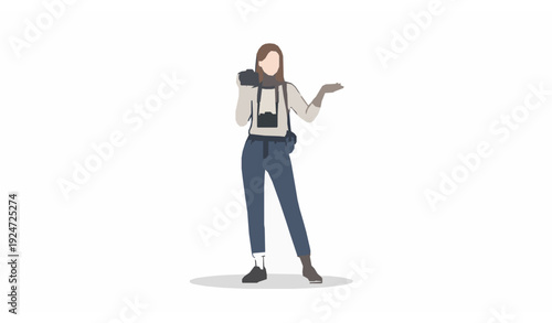 Fashion Photographer Directing Photoshoot with Camera Vector Character Isolated on White