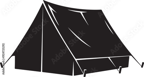 Simple black tent illustration for outdoor and camping concepts