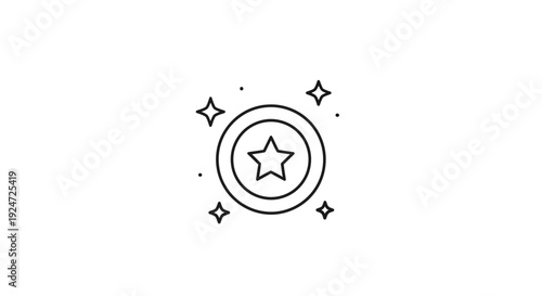 Star Achievement Award Icon, Success Symbol, Victory Emblem, Sparkle and Shine