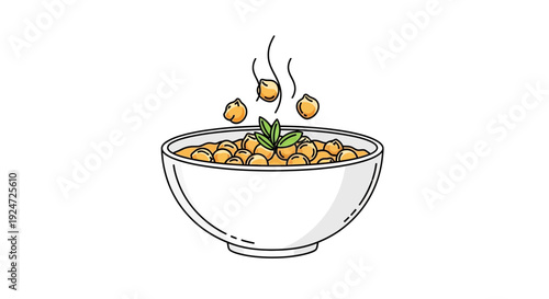 Steaming Bowl of Chickpeas with Fresh Herb Garnish