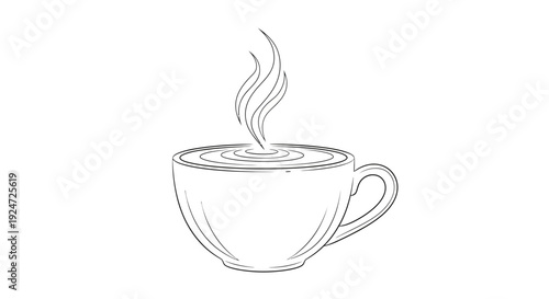 Steaming Coffee Cup Drawing, Hot Beverage, Morning Drink, Cozy Atmosphere, Hand-Drawn Sketch