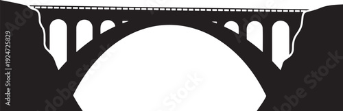 Black and White Illustration of a Bridge Silhouette Design