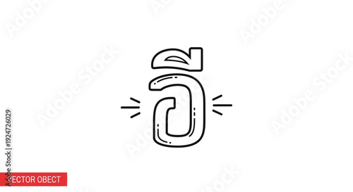 Thai Alphabet Character "o" - Lao Script, Hand Drawn Style, Vector Art
