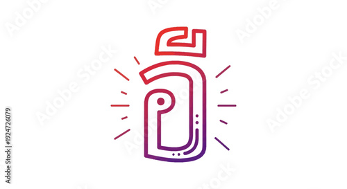 Thai Alphabet Character 'O Ang' with Gradient and Rays - Unique Typography