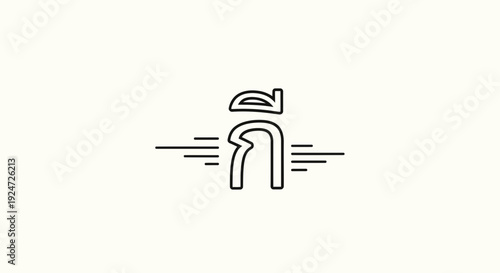 Thai Alphabet Character ก 'Ko Kai' with Speed Lines - Minimalist Line Art Logo