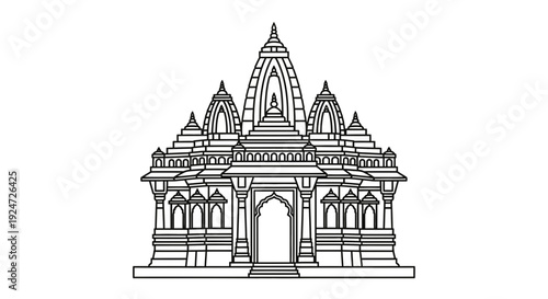 Traditional Indian Temple Architecture, Hindu Temple Outline, Sacred Building