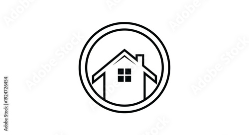 Simple house icon inside a circle, representing real estate and home ownership.