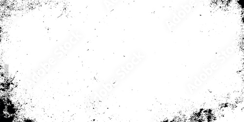 Black and white grunge frame with heavy ink splatter edges gritty vignette border making it a perfect frame or vignette overlay, antique photographic aesthetic.