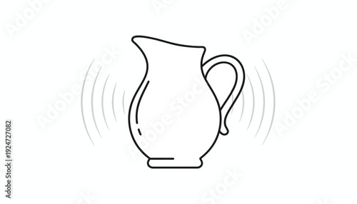 Vibrating Pitcher Icon: Sound Waves Emanating from a Jug, Minimalist Line Art