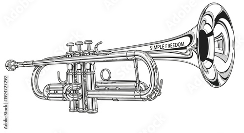 Vintage Trumpet Illustration - Simple Freedom Musical Instrument